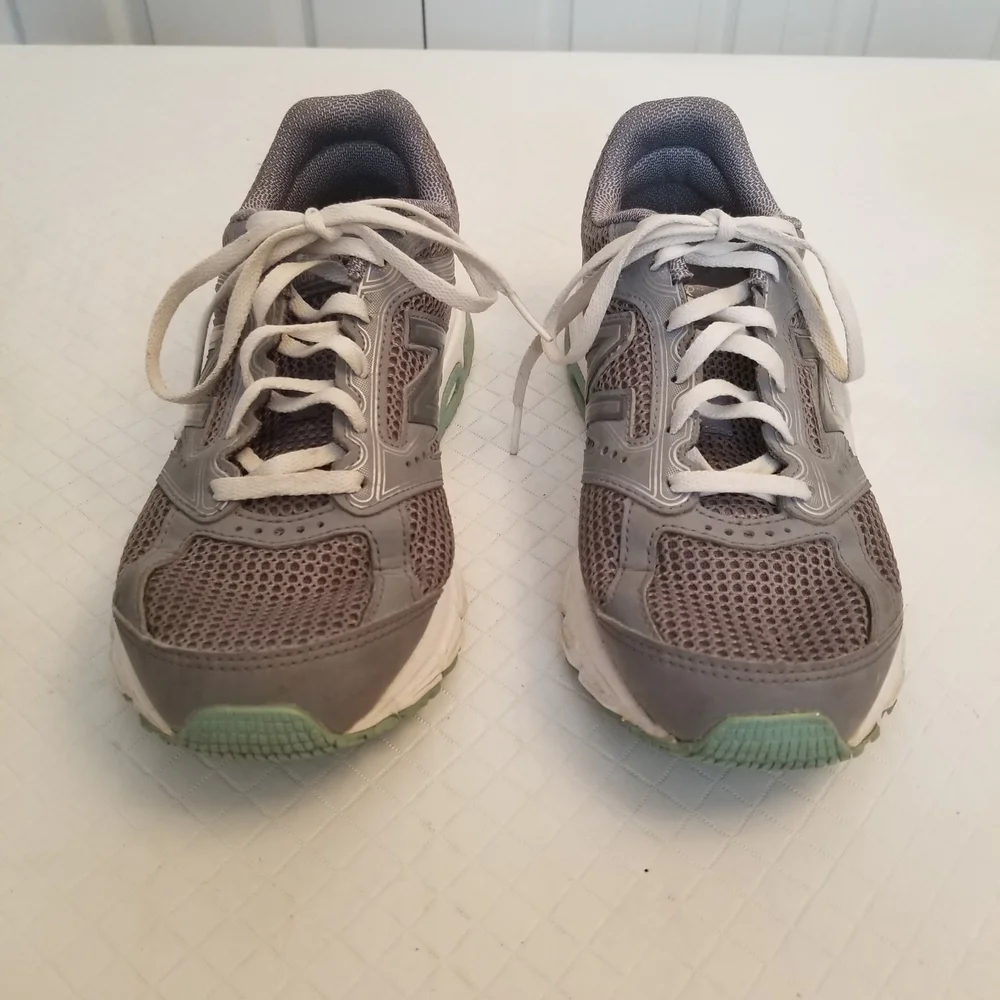 Gray and White Athletic Sneakers